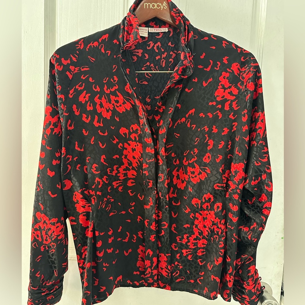 Vintage Tess Floral Leopard Print Blouse